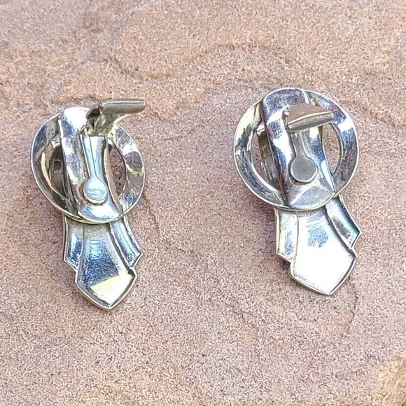 Vintage Patent 1967965 Eugene Morehouse Sterling Silver Art Deco ClipOn Earrings - Picture 4 of 6